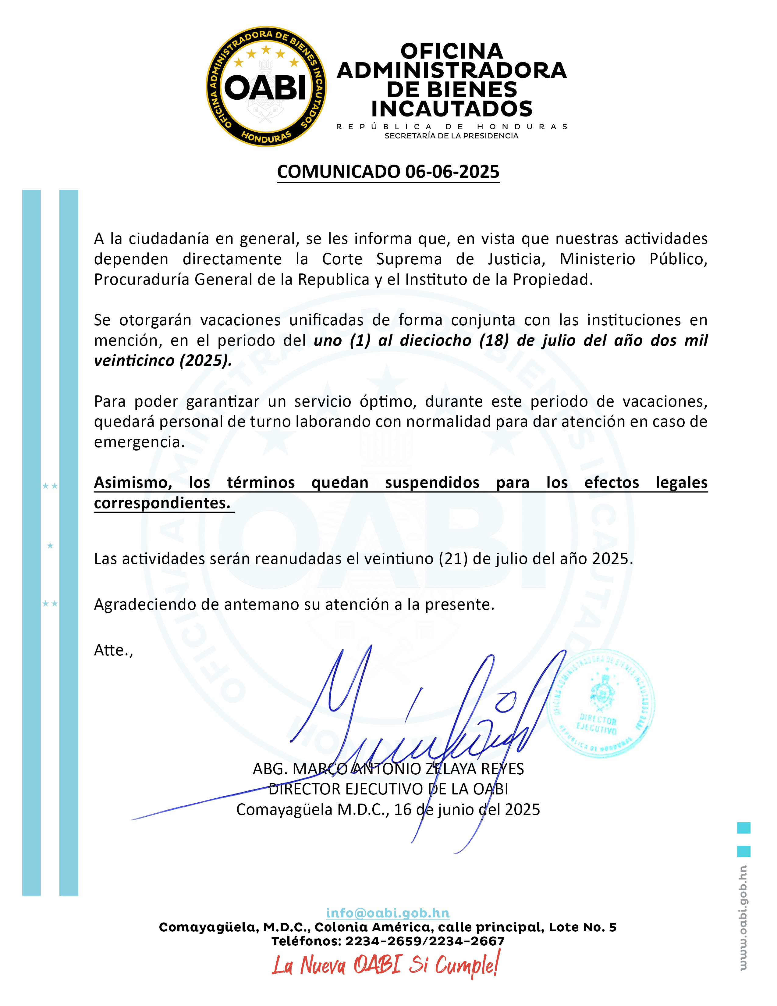 Comunicado 06-06-2025-16 de junio del 2025